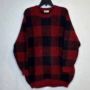 H&M Red and Black Plaid Crewneck Sweater‎ US 20 EUR 170 Holiday Ready!